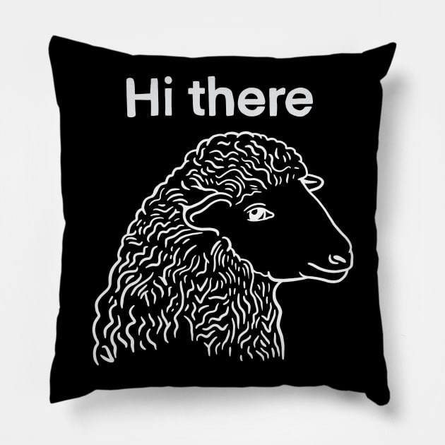 Cute Sheep saying Hi There - Drawing for Vegan and Vegetarian Cuties Pillow by isstgeschichte