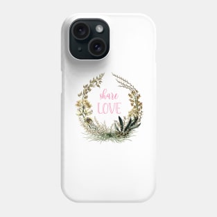 Floral Botanical Wreath with Love Text Phone Case