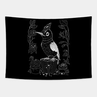 WOODPECKER AT TEA PARTY Tapestry