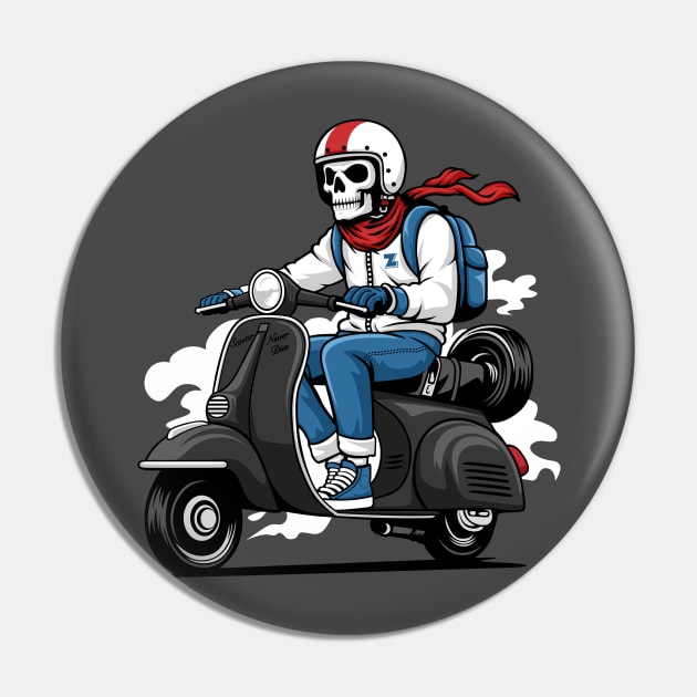 Scooter never dies black Pin by creative.z