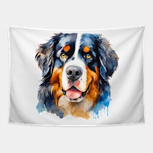 Bernese Mountain Dog Watercolor Portrait Tapestry