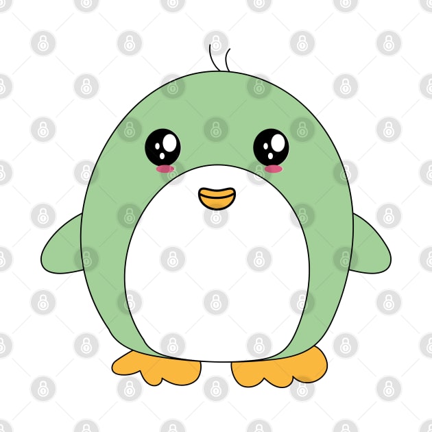 Cute Green Penguin Kawaii by IstoriaDesign