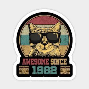 Awesome Since 1982 42nd Birthday Gift Cat Lover Magnet