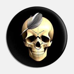 skull with feathers Pin