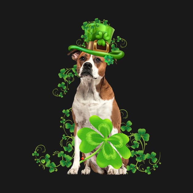 Lucky American Bulldog Shamrock St Patrick's Day by Brodrick Arlette Store