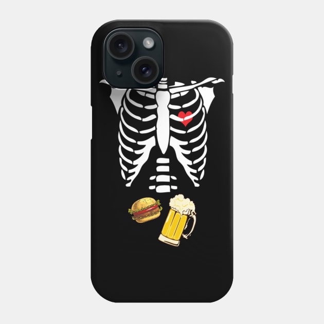 Beer Hamburger Skeleton Tee Pregnancy Costume Halloween Phone Case by ChristianCrecenzio