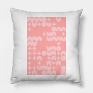 Girly Pinkish Geometric Pattern - Flowers & Stars #21 Pillow