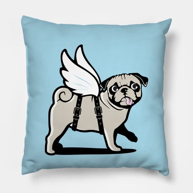 Pug with Wings Pillow by Vin Zzep