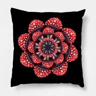 Red Mushroom Mandala Pillow