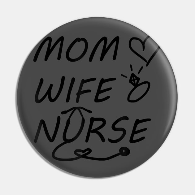 Mom Wife Nurse Retro Healthcare Professional Nursing Pin by HillySeonard