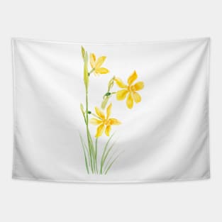 yellow narcissus  watercolor painting Tapestry