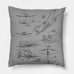 Airplane Designs 1940s Patent Prints Pillow