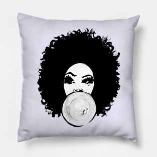 Curlyfro Girl Bubble Gum Natural Hair Black T-Shirt/Tee Pillow