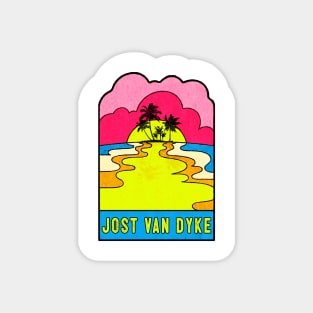 Jost Van Dyke Groovy Sunset 70's Hippie Hippy Vintage British Virgin Islands Magnet