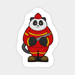 Panda as Firefighter with Hose Magnet