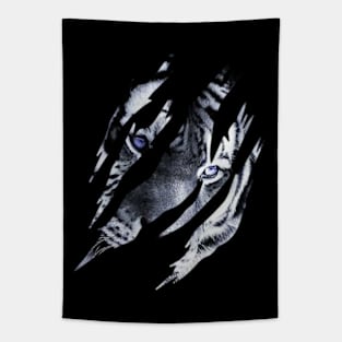 Cat Eye of the Fearless Tiger Silhouette Tapestry