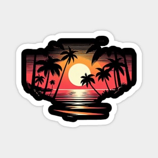 palm tree sunset Magnet