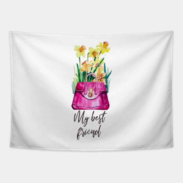 Daffodils and bags are my best friends Tapestry by IngaDesign