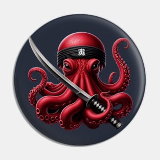 an octopus holding a katana Pin