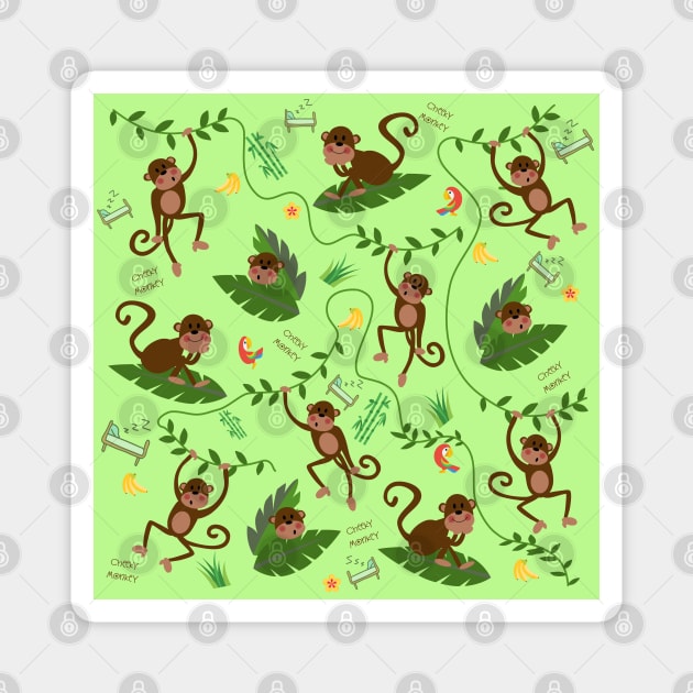 Jumping cheeky monkey Magnet by Arch4Design