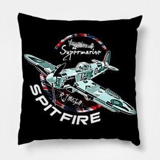 Supermarine Spitfire Vintage English Aircraft Pillow