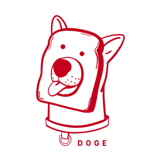 Slice of bread and doge face a funny and weird awesomeness in red ink T-Shirt