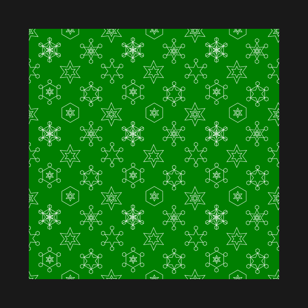 Assorted Snowflakes on Green by ArtticArlo