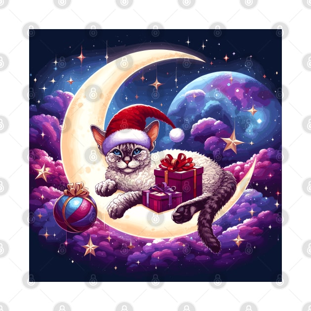 Devon Rex Cat On The Moon Christmas by Graceful Designs