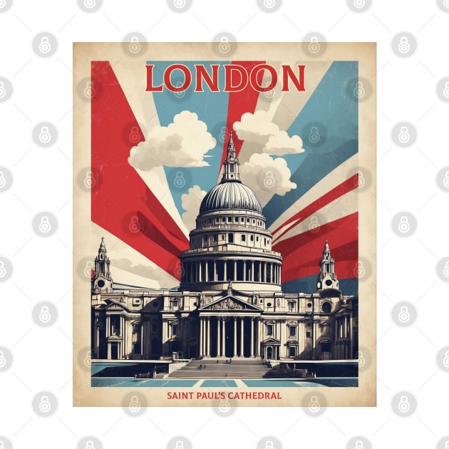 Saint Pauls Cathedral London United Kingdom Vintage Travel Tourism Poster by TravelersGems