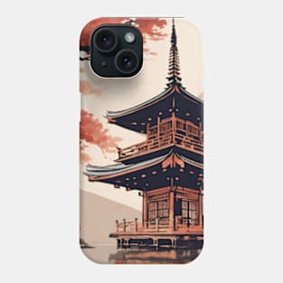 japanese pagoda with cheery blossom Phone Case