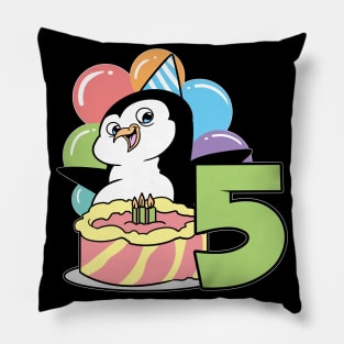 Fifth 5th Birthday Penguin Children's Birthday Pillow