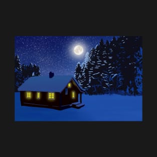 Winter Cabin Landscape T-Shirt