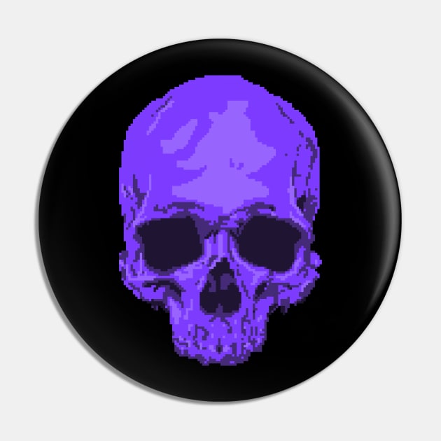 Purple Pixelation Skull Pin by penciltrooper