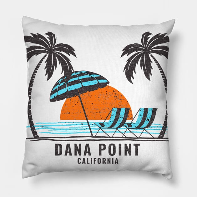 Dana Point California Retro Pillow by Eureka Shirts