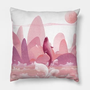 Fly Whale Cartoon Art Prints Pillow