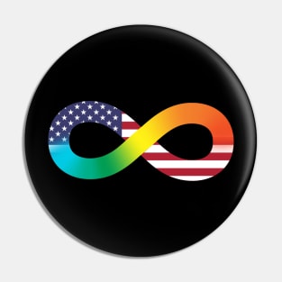 Autism Acceptance Infinity Symbol With American Flag Pin