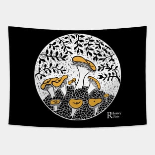 Hedgehog Mushrooms on white background - for dark color Tapestry