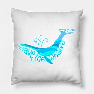 Save the Whales Light Blue Pillow