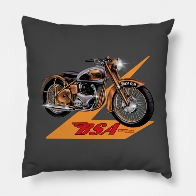 The BSA Golden Flash Motorcycle by MotorManiac Pillow by MotorManiac