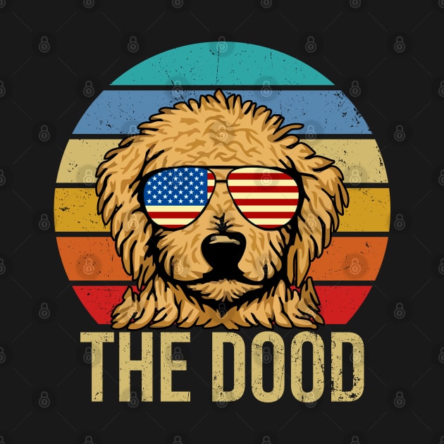 Vintage Goldendoodle The Dood American Flag Glasses by rebuffquagga