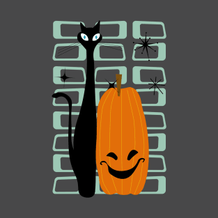 Spooky Cat with Pumpkin T-Shirt