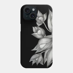 Black and White flowers. Pencil drawing. Sketch Phone Case