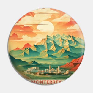 Monterrey Nuevo Leon Mexico Vintage Tourism Travel Sunset Pin