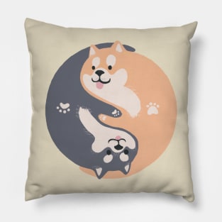 Yinyang Doge shiba inu hug together Pillow