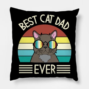 Vintage Cat Happy Father Day Best Cat Dad Ever Daddy Papa Pillow