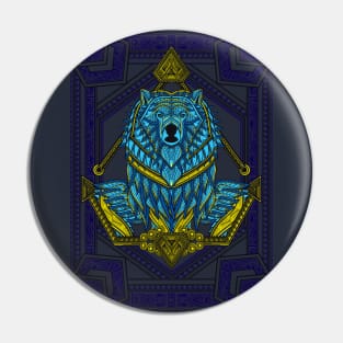 Awesome Blue Sumo Bear Artwork Pin