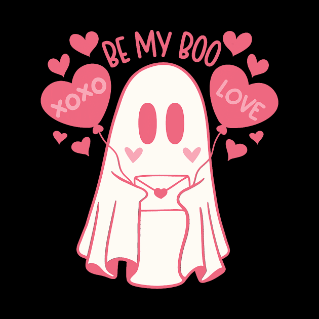 Retro Cute Ghost Valentines Day Heart Will You Be My Boo by jadolomadolo