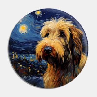 Briard in Starry Night style Pin