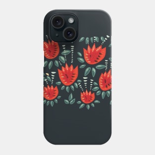 Abstract Red Tulip Floral Pattern Phone Case