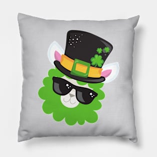 Saint Patrick's Day, Llama, Alpaca, Leprechaun Hat Pillow